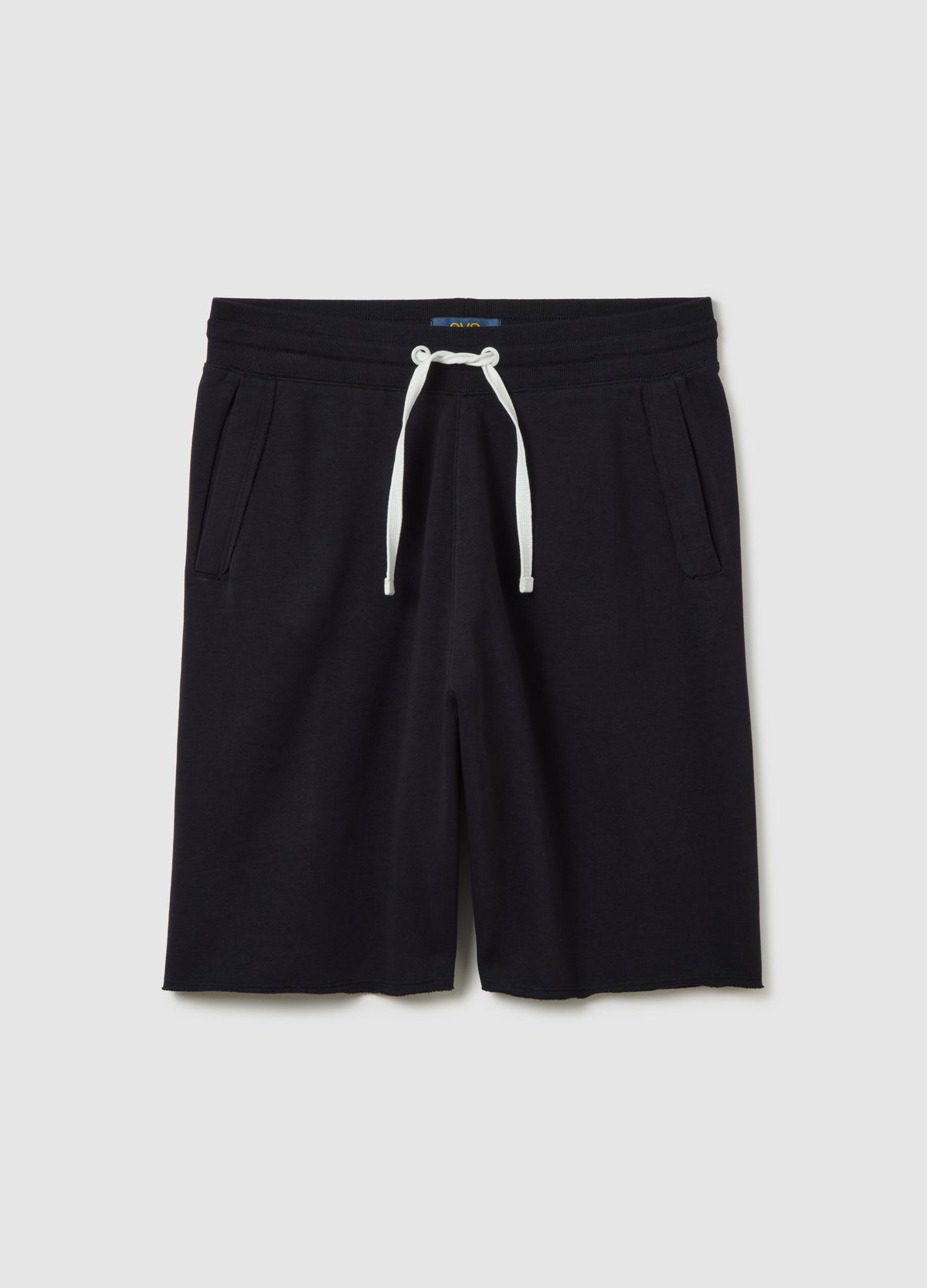 Men'S Regular Fit Adjustable Black Stretch Cotton Shorts