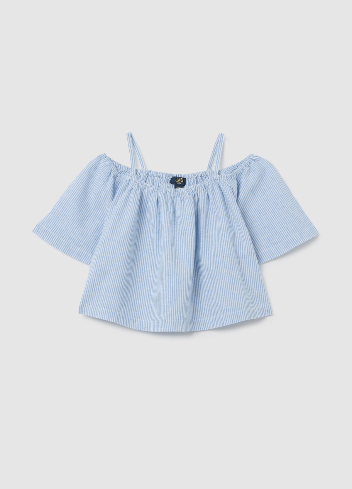 Girls' Multicolour Regular Fit Cotton Blend Blouse With Off-The-Shoulder Design