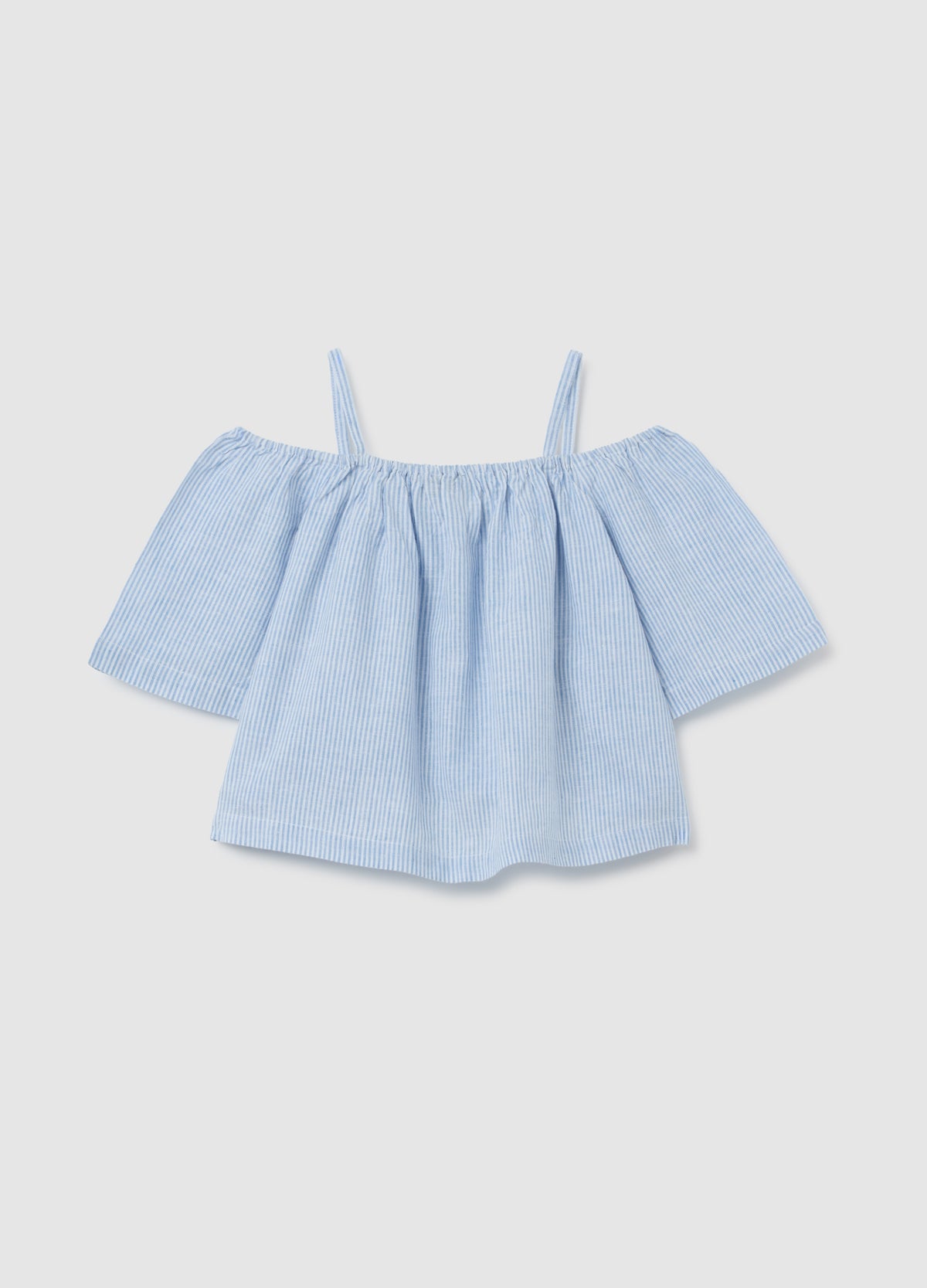 Girls' Multicolour Regular Fit Cotton Blend Blouse With Off-The-Shoulder Design