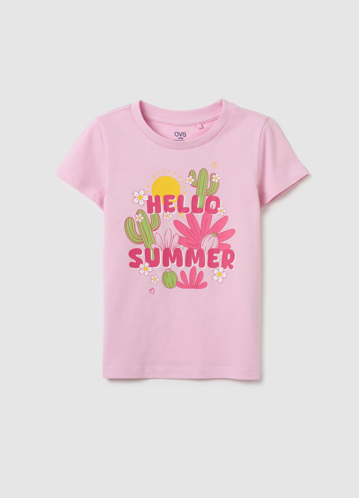 Girls' Pink Pure Cotton Regular Fit T-Shirt