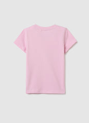 Girls' Pink Pure Cotton Regular Fit T-Shirt