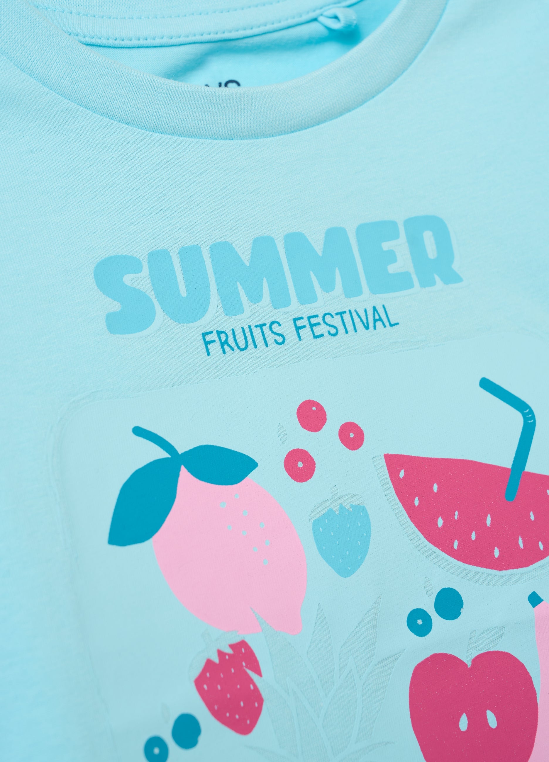 Pure Cotton Blue Girl'S T-Shirt With Regular Fit