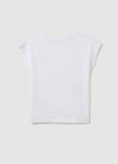 Girls' White Regular Fit T-Shirt