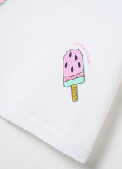 Girls' White Regular Fit T-Shirt
