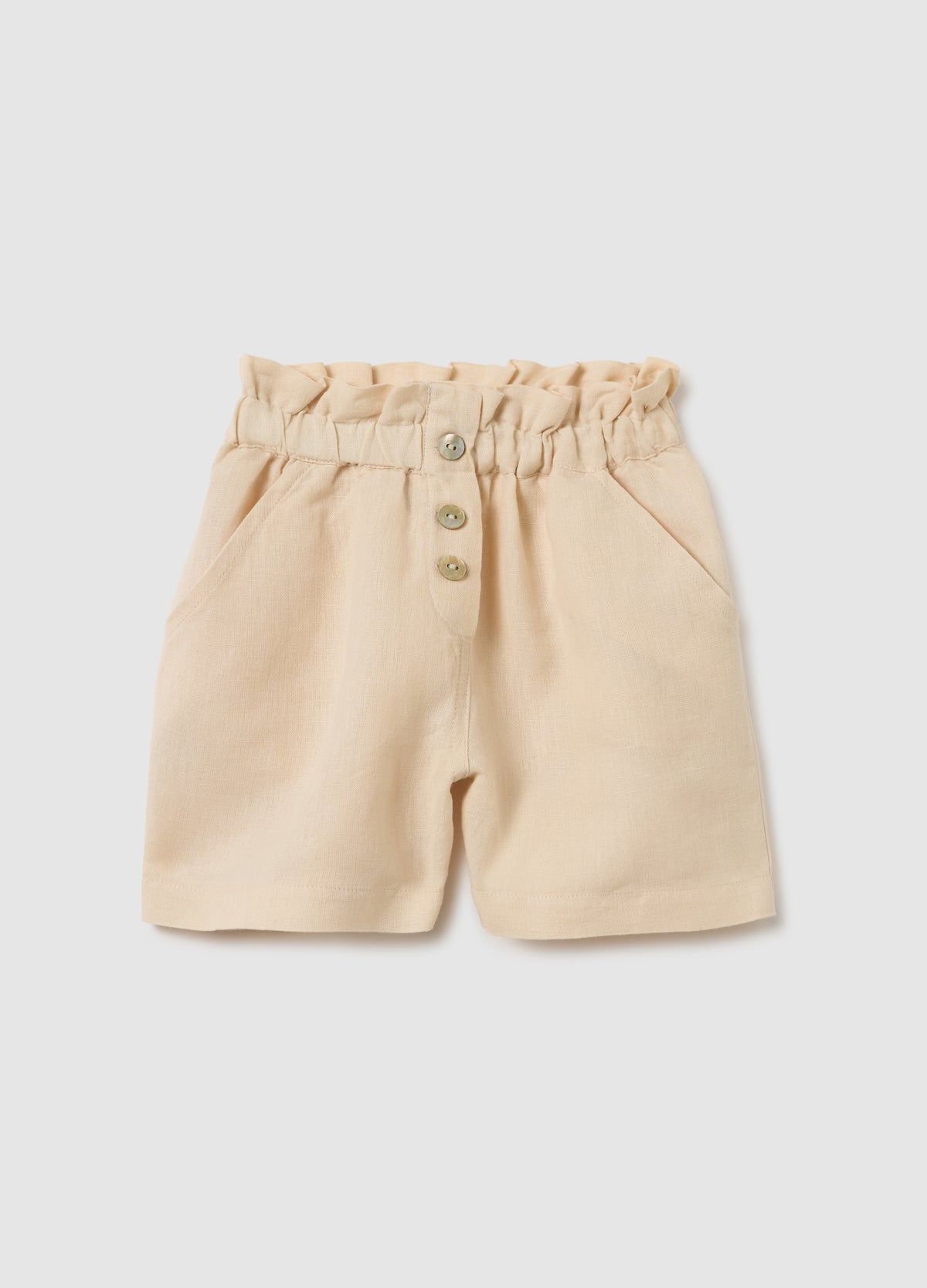 Girls' Beige Linen Shorts Regular Fit