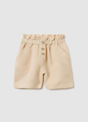 Girls' Beige Linen Shorts Regular Fit