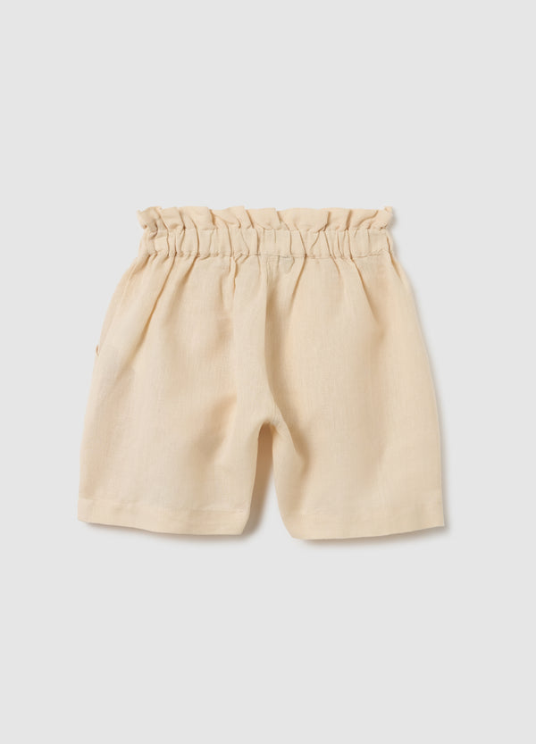Ovs Girls' Beige Linen Shorts Regular Fit