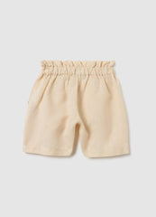 Girls' Beige Linen Shorts Regular Fit