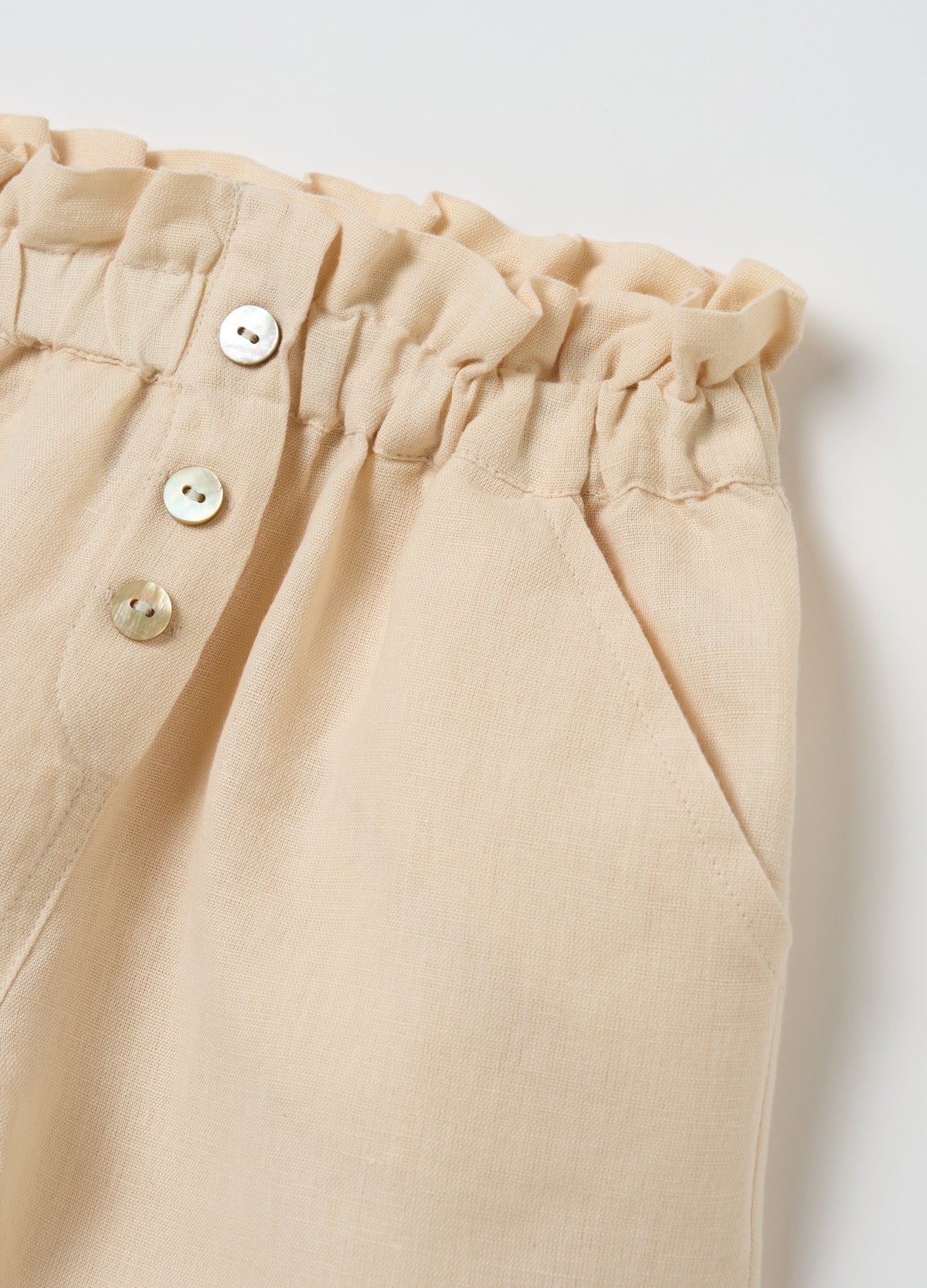 Girls' Beige Linen Shorts Regular Fit
