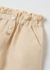 Girls' Beige Linen Shorts Regular Fit