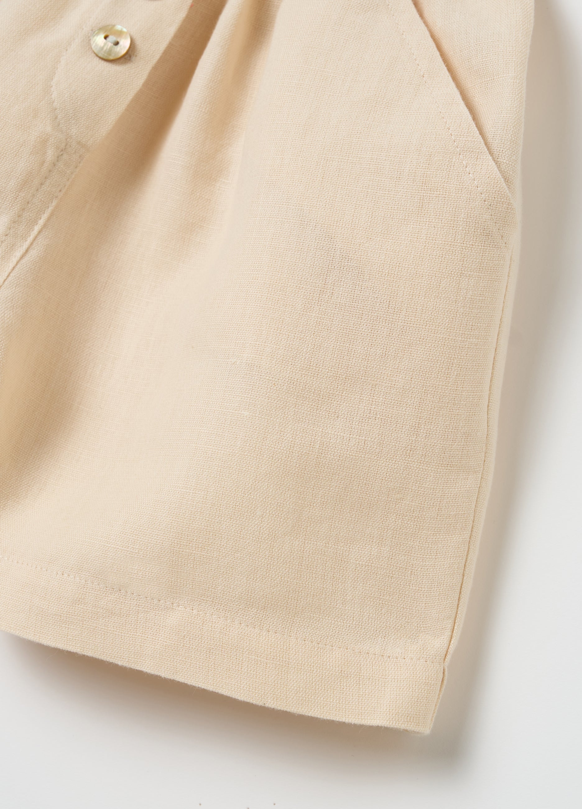 Girls' Beige Linen Shorts Regular Fit