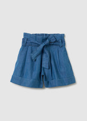 Girls' Blue Regular Fit Cotton Shorts