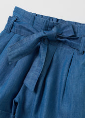 Girls' Blue Regular Fit Cotton Shorts