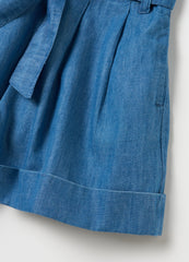 Girls' Blue Regular Fit Cotton Shorts