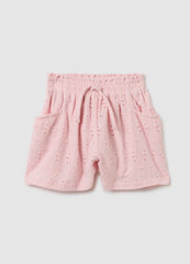Girl'S Pink Stretch Fabric Shorts