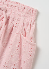 Girl'S Pink Stretch Fabric Shorts