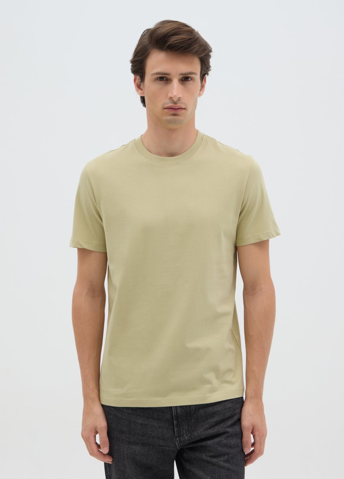 Men'S Green Pure Cotton Regular Fit T-Shirt