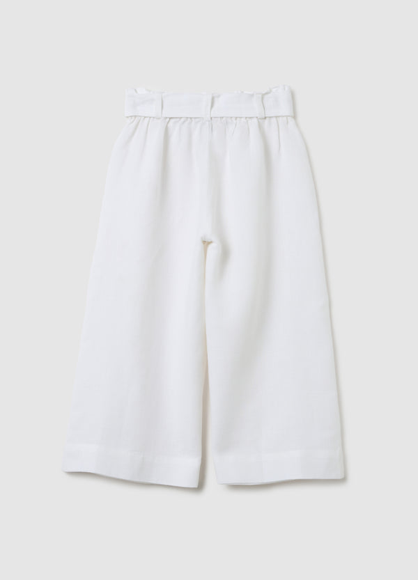 Ovs Girls' White Cotton Culotte Trousers With Regular Fit