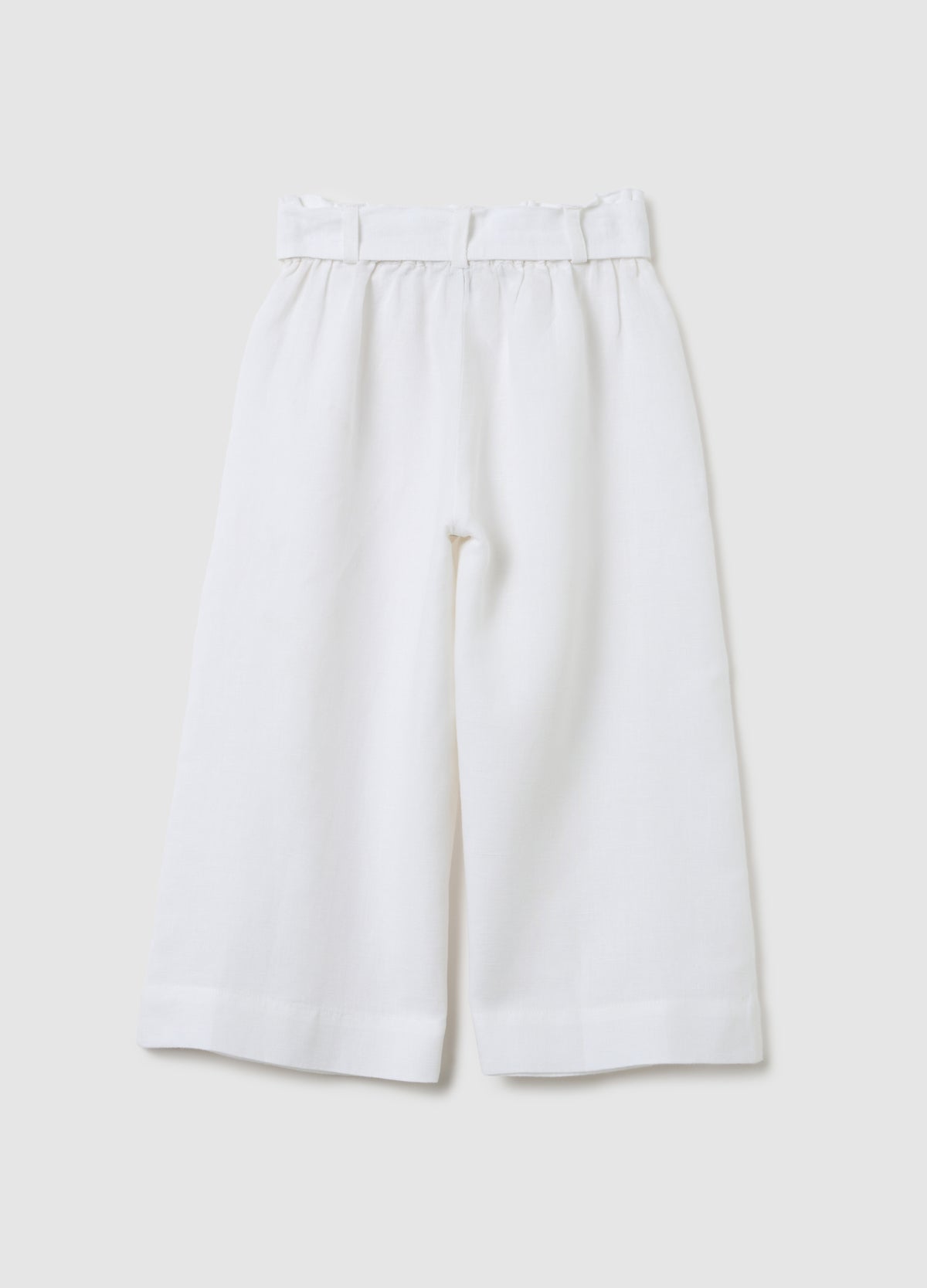 Girls' White Cotton Culotte Trousers With Regular Fit