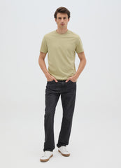 Men'S Green Pure Cotton Regular Fit T-Shirt