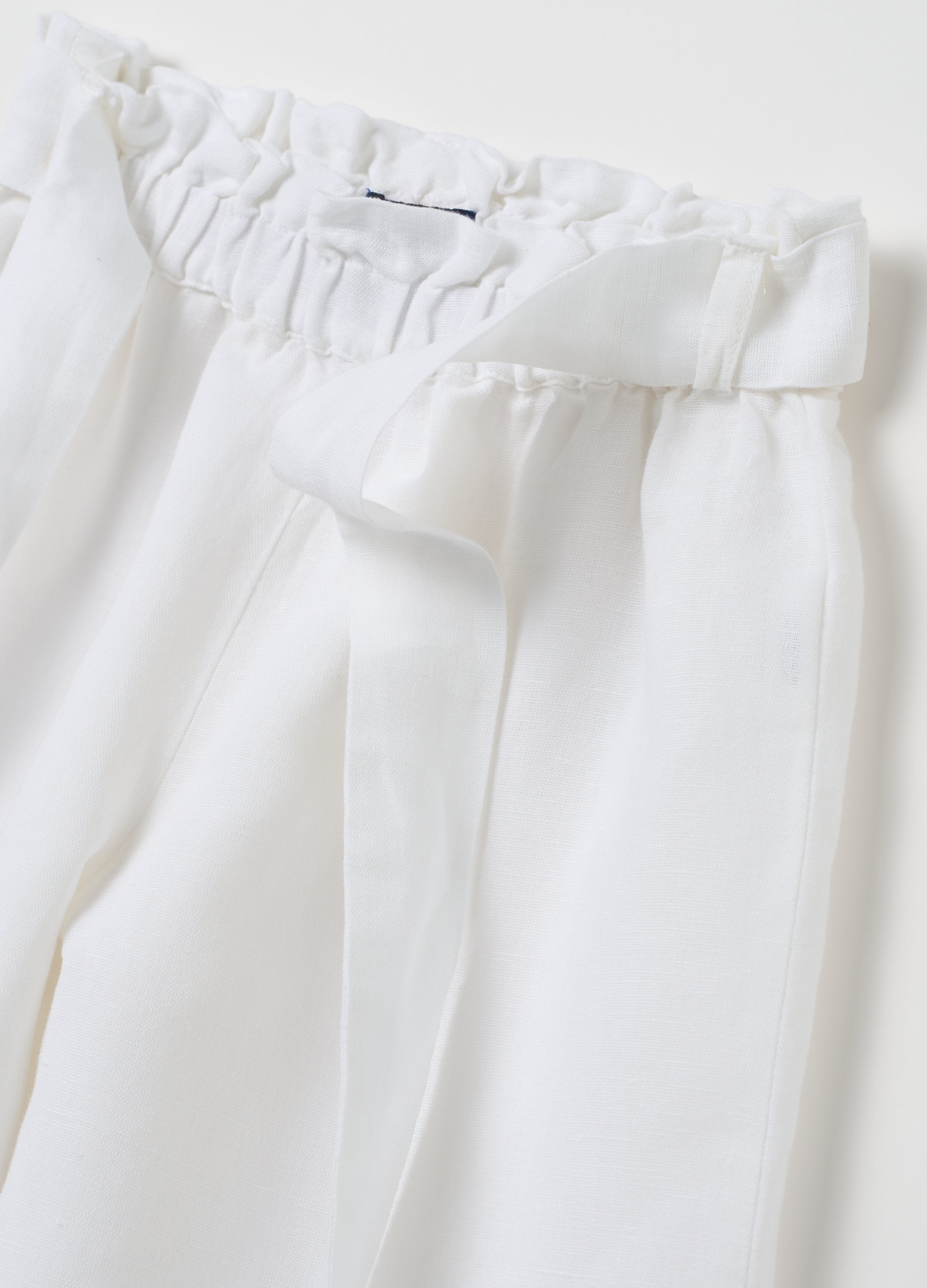Girls' White Cotton Culotte Trousers With Regular Fit