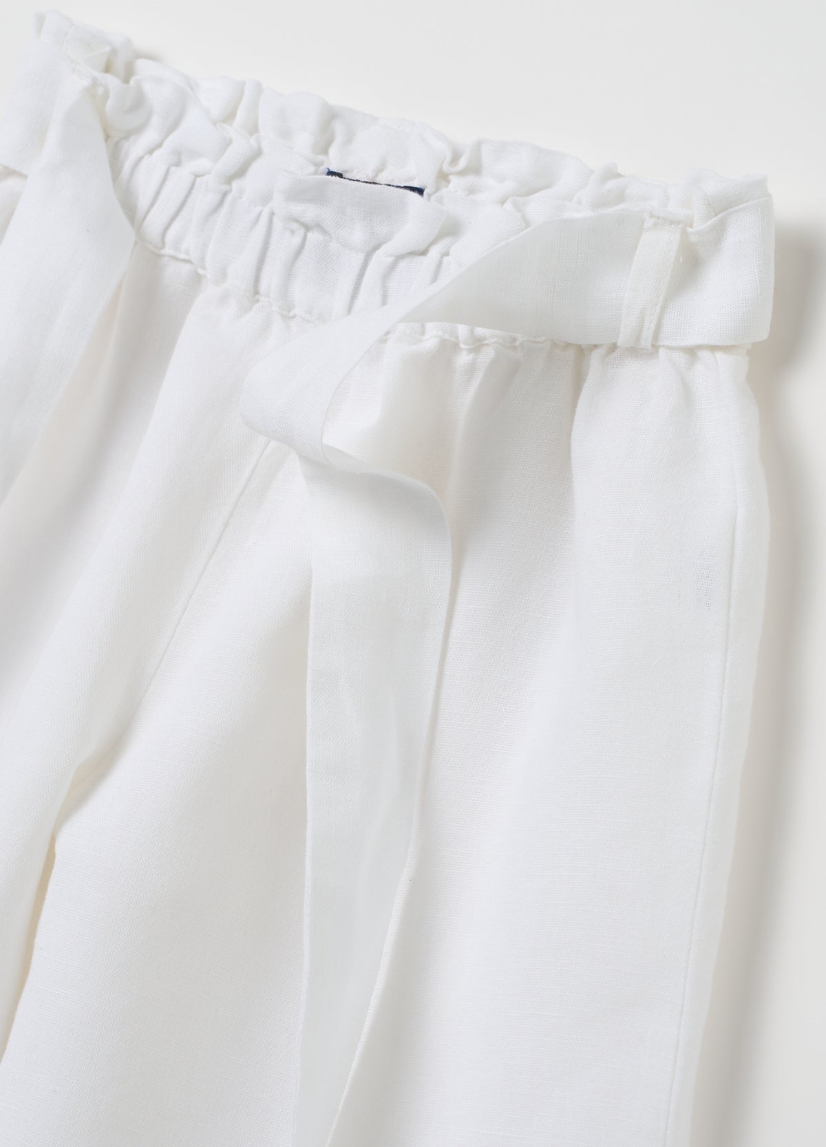 Girls' White Cotton Culotte Trousers With Regular Fit