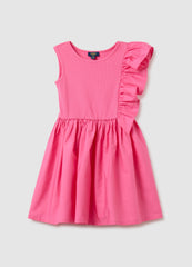 Girl'S Pink Cotton Dress Regular Fit