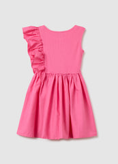 Girl'S Pink Cotton Dress Regular Fit