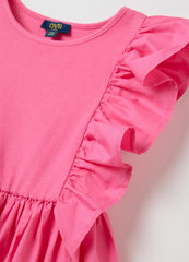 Girl'S Pink Cotton Dress Regular Fit