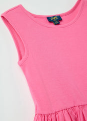 Girl'S Pink Cotton Dress Regular Fit