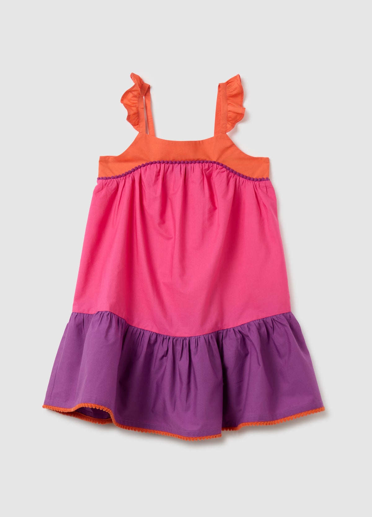 Multicolour Pure Cotton Girls' Dress With Regular Fit