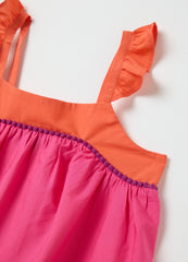 Multicolour Pure Cotton Girls' Dress With Regular Fit