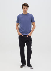 Men'S Blue Pure Cotton Regular Fit T-Shirt