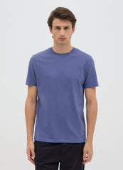 Men'S Blue Pure Cotton Regular Fit T-Shirt