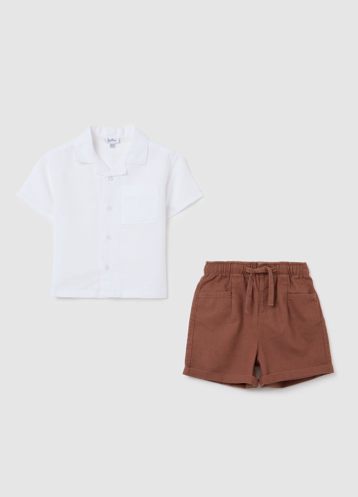 Ovs Newborn Summer Set In White And Brown Linen