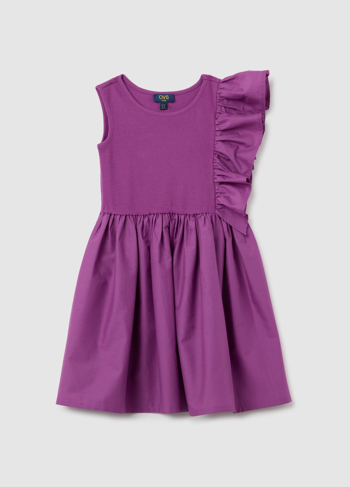 Girls' Purple Cotton Dress Regular Fit