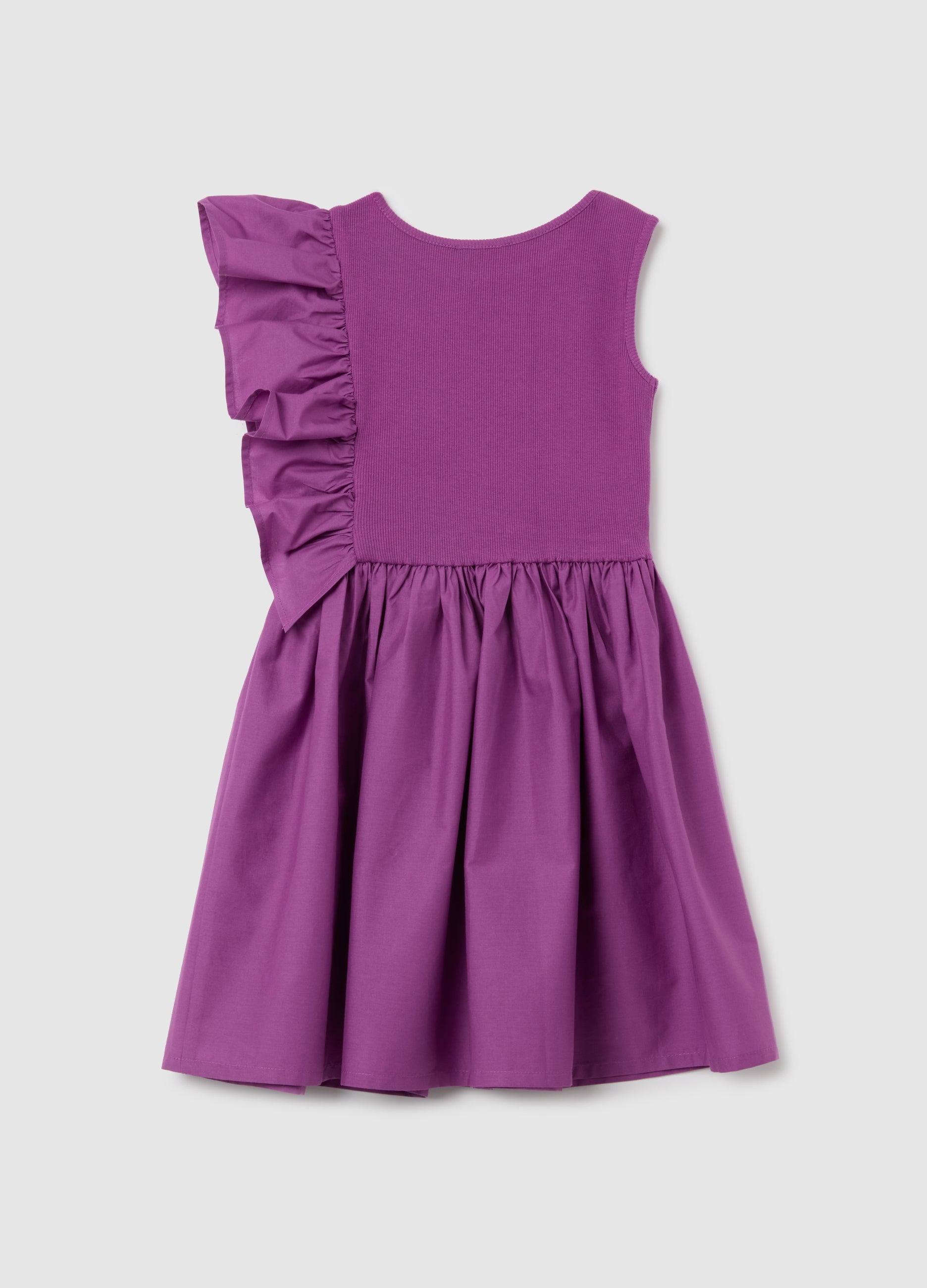 Girls' Purple Cotton Dress Regular Fit