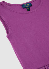 Girls' Purple Cotton Dress Regular Fit
