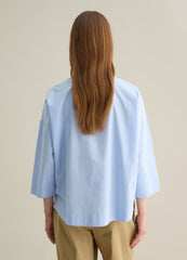 Short Sleeve Blue Shirt With Ethnic Detail