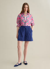 Cotton Shirt With Pink And Green Floral Print