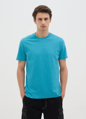 Men'S Regular Fit Light Blue Pure Cotton T-Shirt