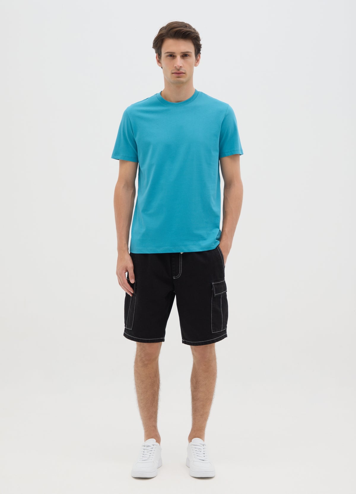 Men'S Regular Fit Light Blue Pure Cotton T-Shirt