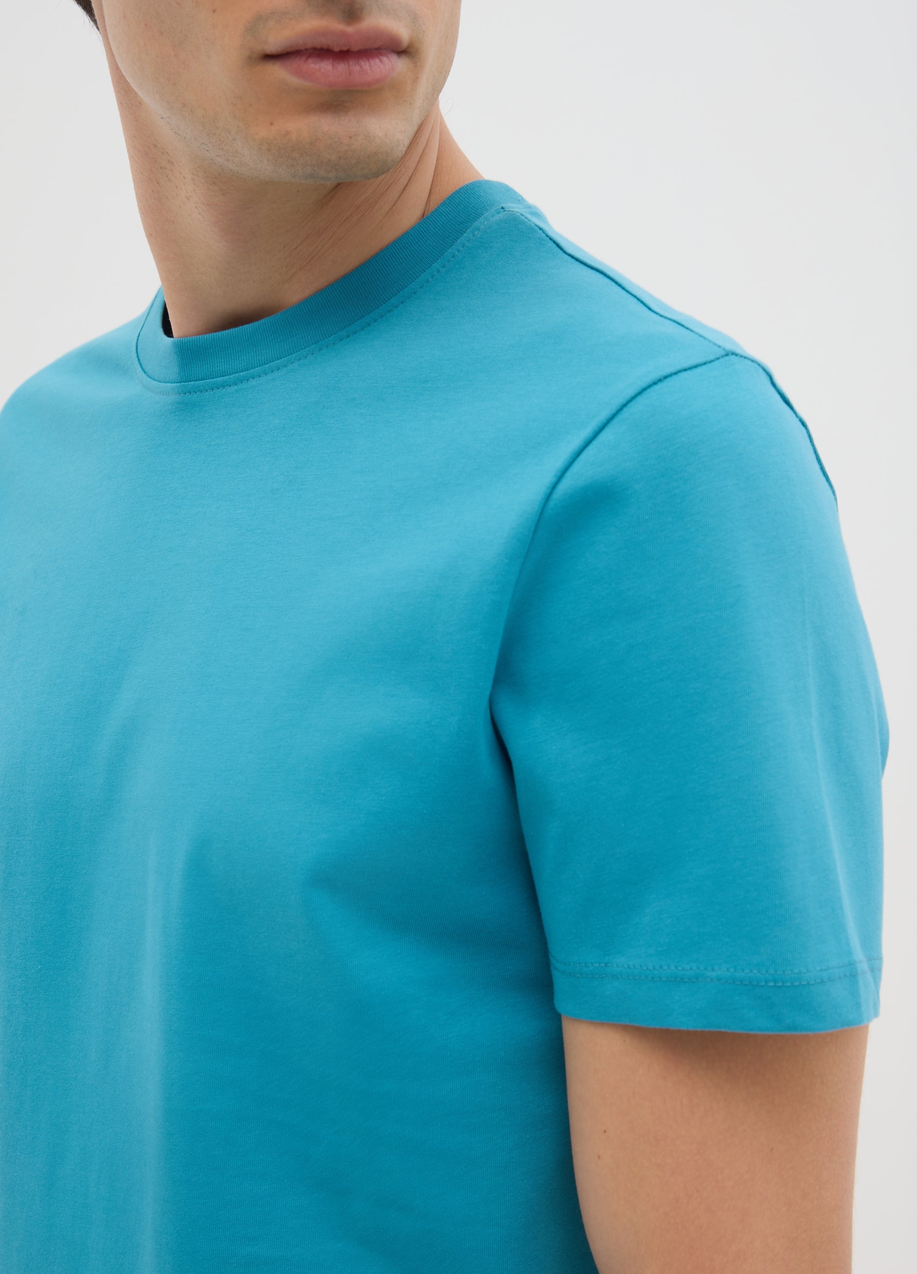 Men'S Regular Fit Light Blue Pure Cotton T-Shirt