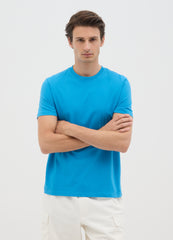Men'S Sky Blue Pure Cotton T-Shirt In Regular Fit