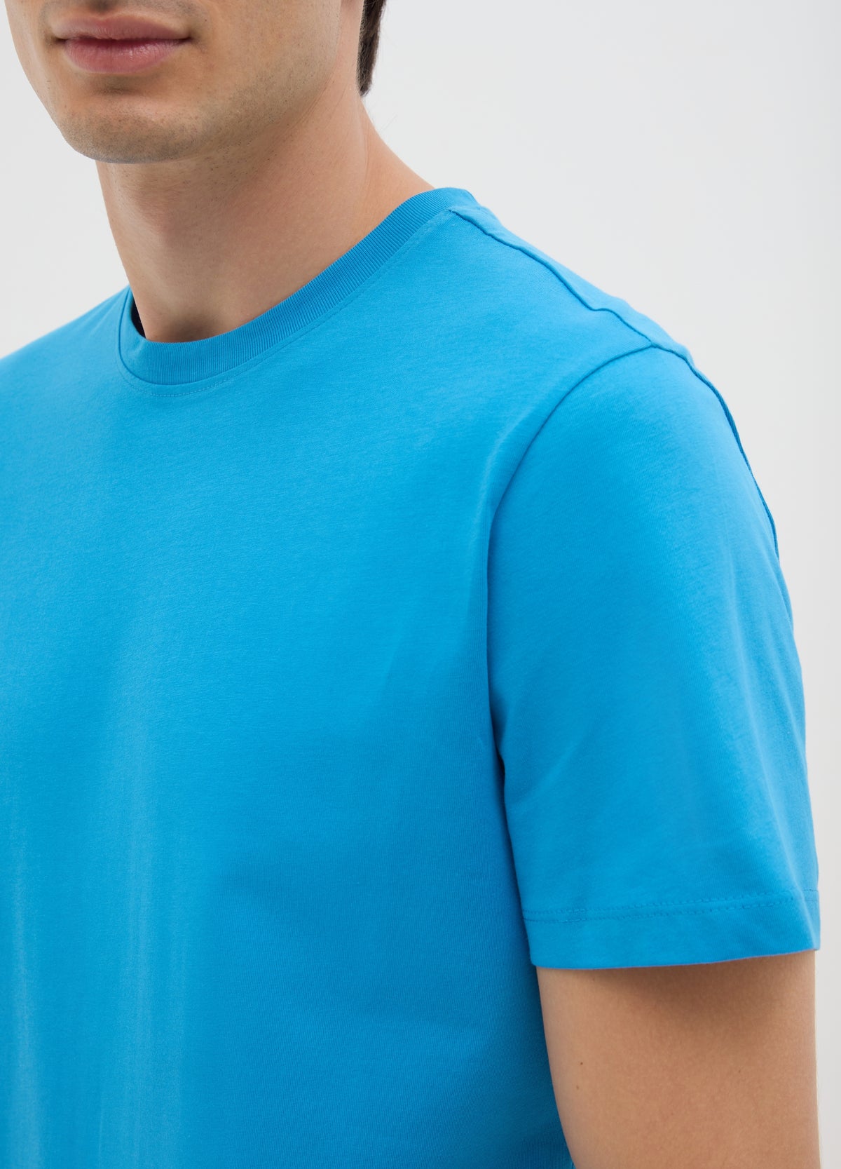 Ovs Men'S Sky Blue Pure Cotton T-Shirt In Regular Fit