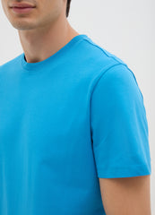 Men'S Sky Blue Pure Cotton T-Shirt In Regular Fit