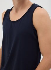 Men'S Blue Pure Cotton Tank Top Regular Fit