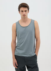 Men'S Green Pure Cotton Vest Regular Fit