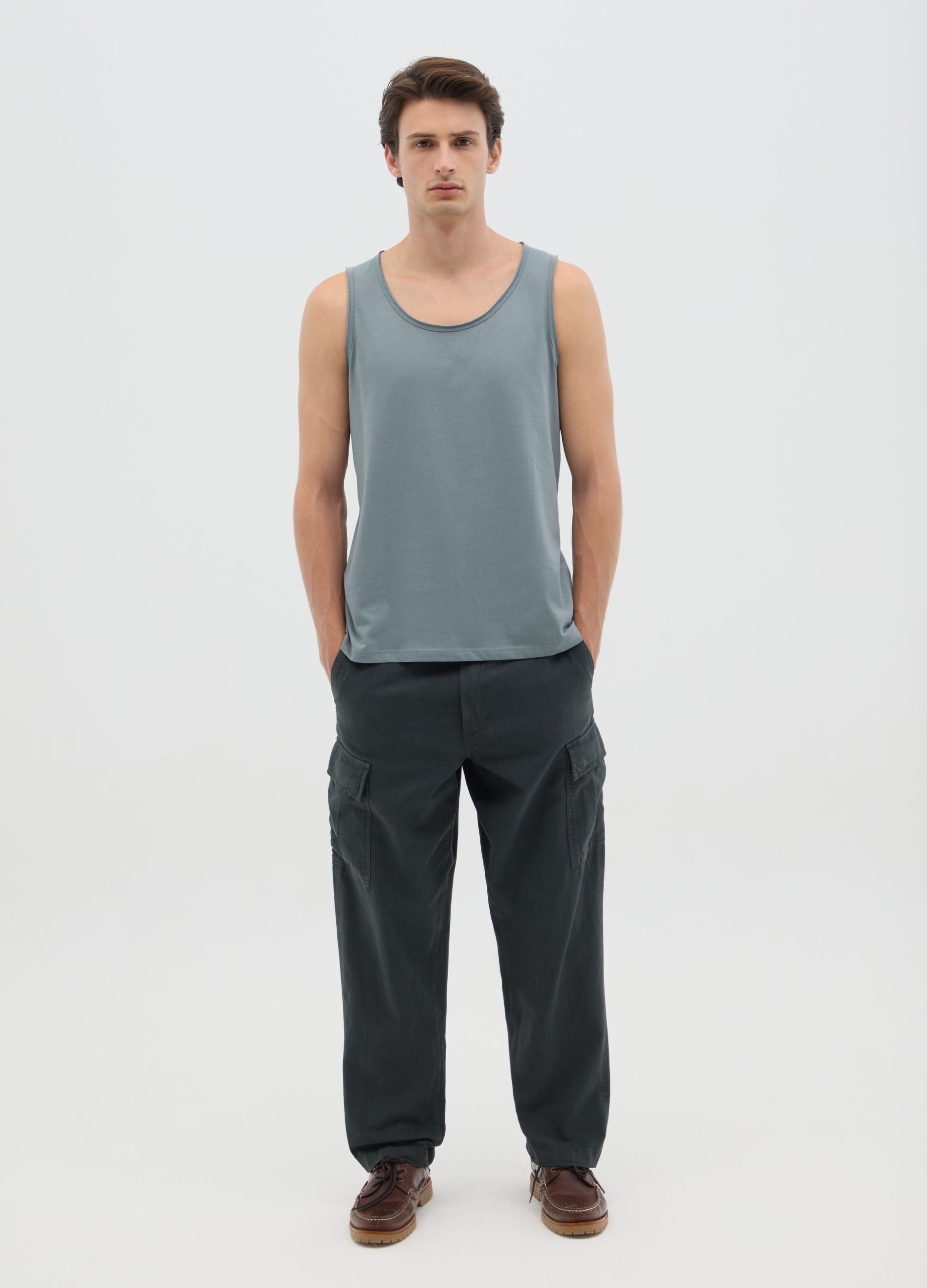 Men'S Green Pure Cotton Vest Regular Fit