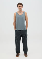 Men'S Green Pure Cotton Vest Regular Fit
